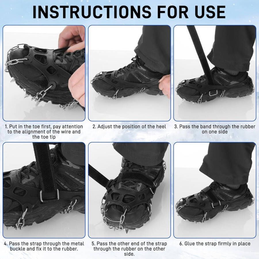 Crampons 24 Spikes Wandelschoenen Antislip Spikes IJs Klauwen Schoenen Boots Sneeuw Spikes Hiken Joggen Klimmen Hiking