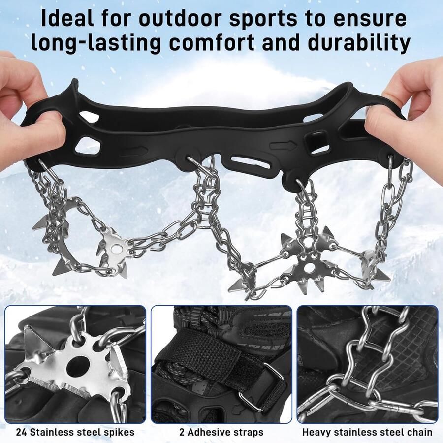 Crampons 24 Spikes Wandelschoenen Antislip Spikes IJs Klauwen Schoenen Boots Sneeuw Spikes Hiken Joggen Klimmen Hiking