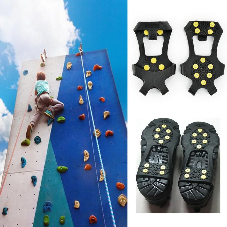 Crampons Ice Cleats Schoenklampen Antislip Schoenspikes Duurzaam Siliconen voor Winter Wandelschoenen ganese Stalen Spikes voor Hiking en Vissen (XL 44-48)