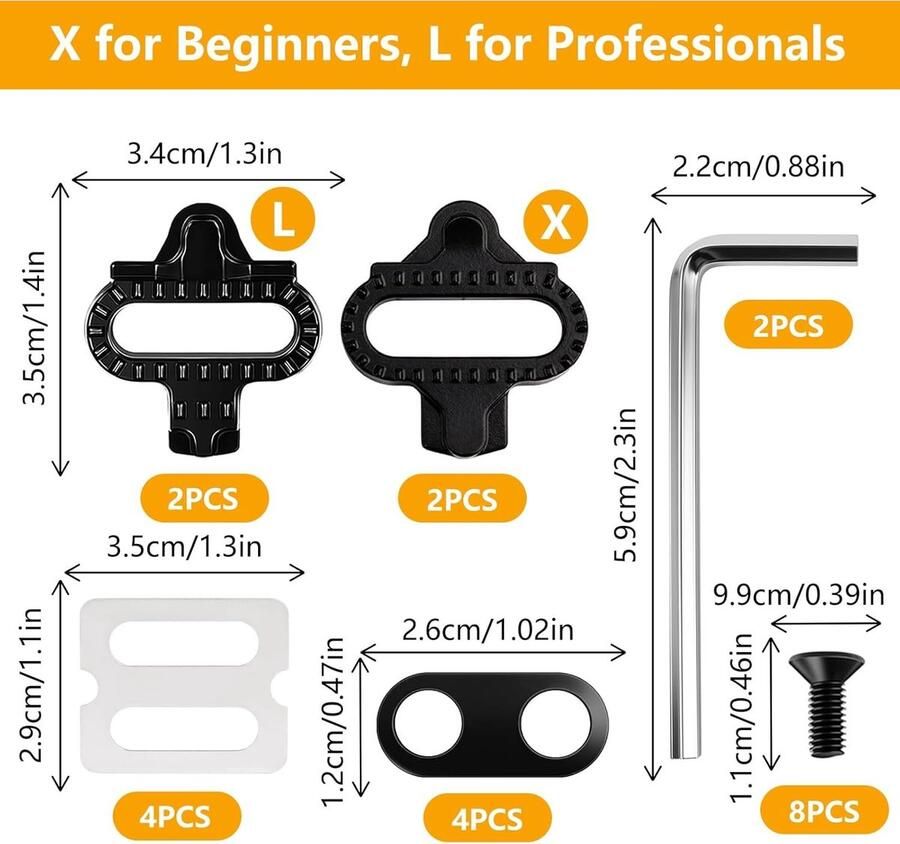 Crampons voor Fietsschoenen met 18 Accessoires Antislip Cleat Platen Set voor Mountainbike en Indoor Cycling
