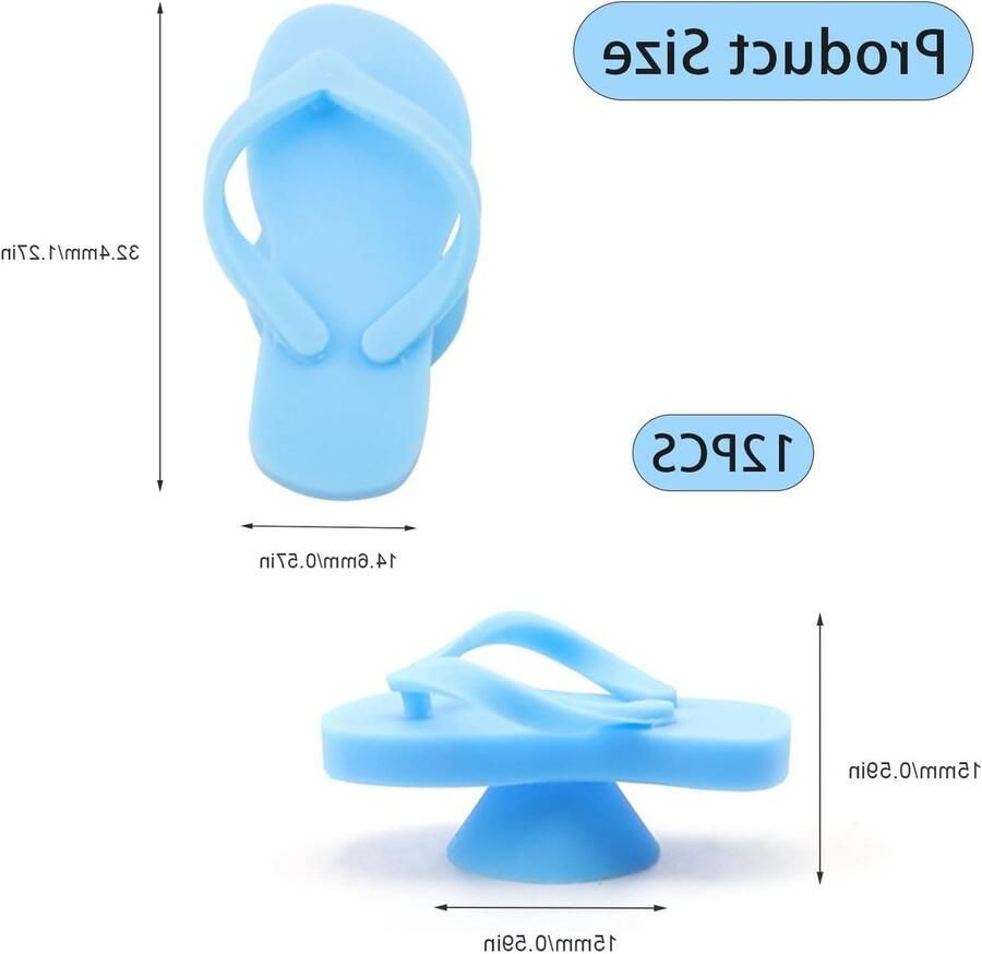 Creatieve Wijnglasmarkers in Slippersvorm 12 Stuks Herbruikbaar Met Zuignap Voor Identificatie van Water- en Wijnglazen Silicone