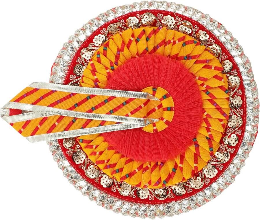 Creation Beeldhouwkleed voor Bhagwan Poshak van God Bal Gopal Kanha Krishna Kanhaiya Dev Vastra met Mukut voor metalen idoolstandbeeld voor Indiase traditionele Janmashtami Nr.Dia