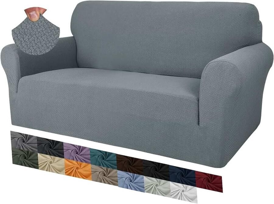 Creative Jacquard bankovertrekken voor 2-zits super stretch antislip liefdeszitje bankhoes voor honden huisdiervriendelijke Loveseat hoezen (2-zits lichtgrijs)
