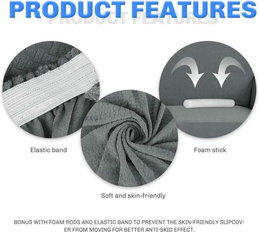 Creative Jacquard bankovertrekken voor 3-zits super stretch antislip bankovertrek voor honden huisdiervriendelijk 1-delige elastische bankovertrekken (3-zits lichtgrijs)
