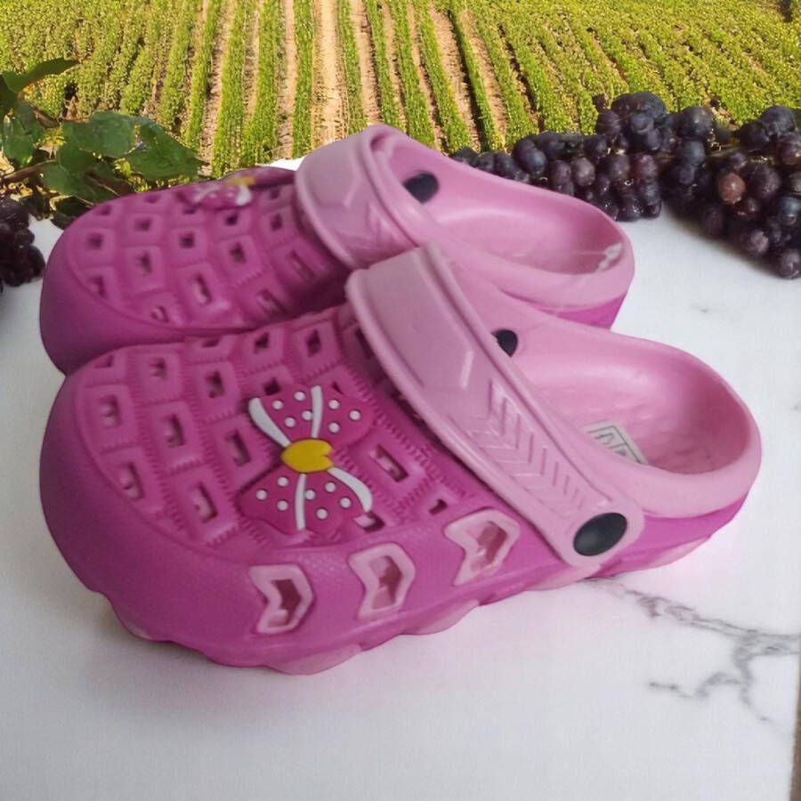 Slipper schoen donkerroze met strikje