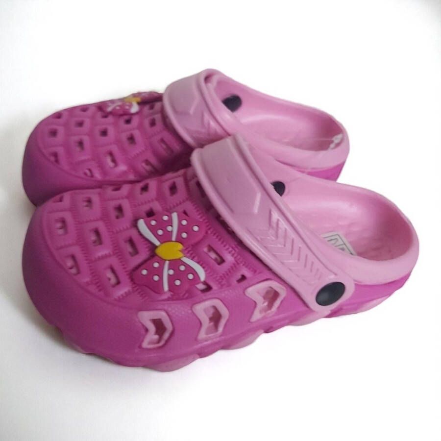 Slipper schoen donkerroze met strikje