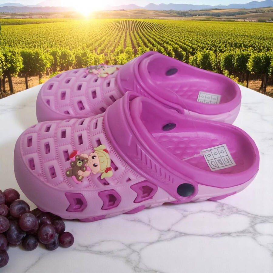 Slipper schoen horizontaal pink fuchsia met meisje