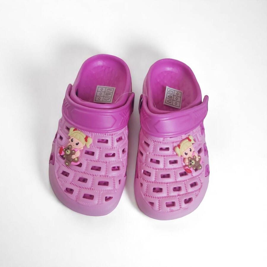 Slipper schoen horizontaal pink fuchsia met meisje