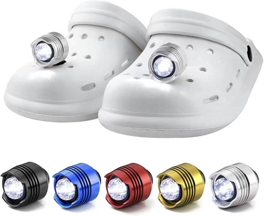 Crocs Koplampen Crocs lamp Lampjes Crocs Licht Crocs Jibbitz 2 stuks LED Waterdicht Batterijen inbegrepen Zilver Alluminium Trend Schoenen Veiligheid Crocs light Crocs shoes Crocs Headlights