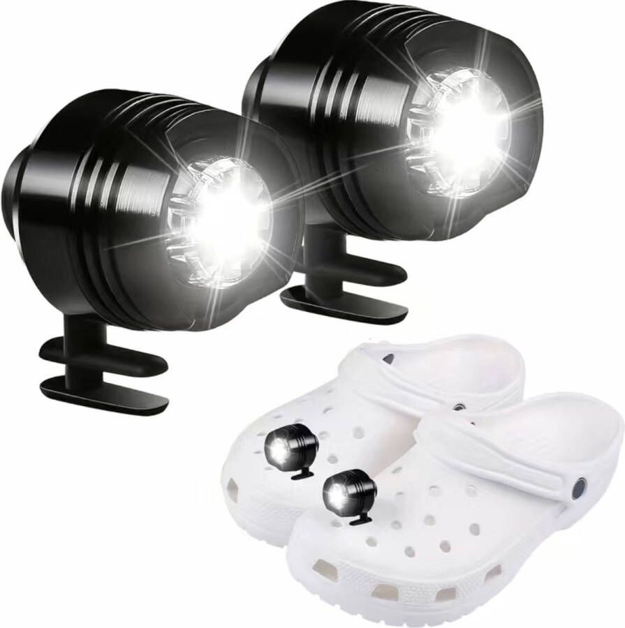 Crocs Koplampen Crocs lamp Lampjes Crocs Licht Crocs Jibbitz 2 stuks LED Waterdicht Batterijen inbegrepen Zwart Alluminium Trend Schoenen Veiligheid Crocs light Crocs shoes Crocs Headlights