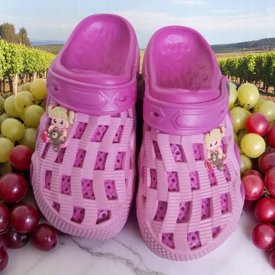 Slipper schoen verticaal pink fuchsia met meisje
