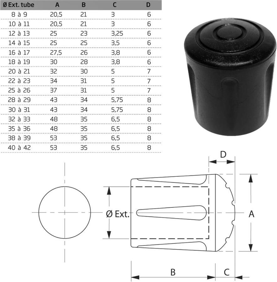 Cyclingcolors 4 x stoelglijders van EPDM-rubber ronde meubelpoten stop vloerbeschermers (40 mm)