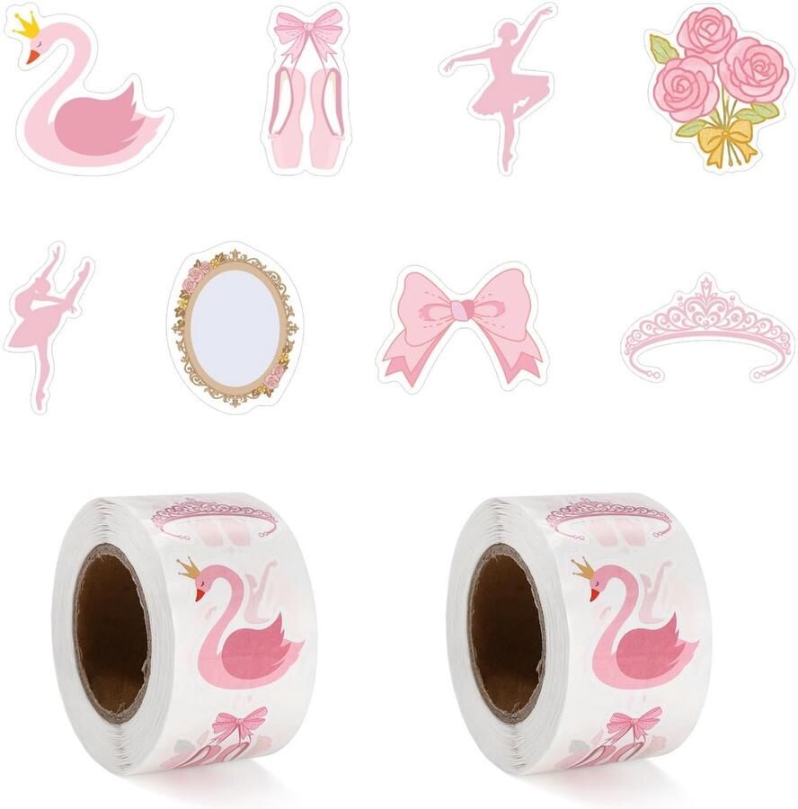 Dailygoods 1000 Roze Ballet Dansstickers voor Meisjes Ballerina Stickers voor Verjaardag Decoratie