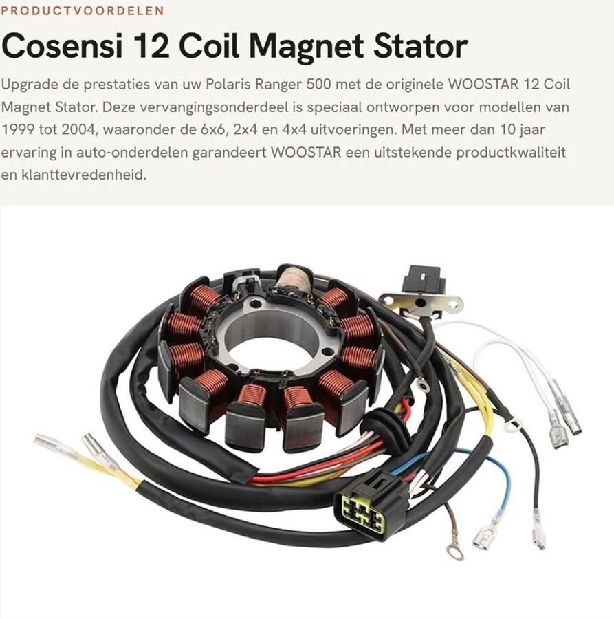 Dailygoods 12 Coil Magnet Stator Vervanging voor Polaris Ranger 500 1999