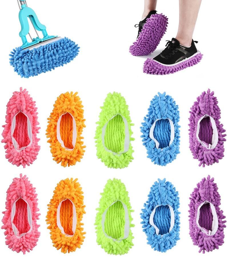 Dailygoods 5 Paar Microvezel Duster Slippers voor Huishoudelijk Schoonmaken