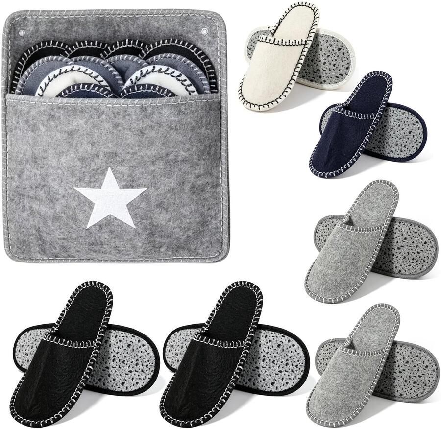 Dailygoods 6 Paar Gastenpantoffels met Antislipzool Badstof Pantoffels voor Thuis en Hotelgebruik