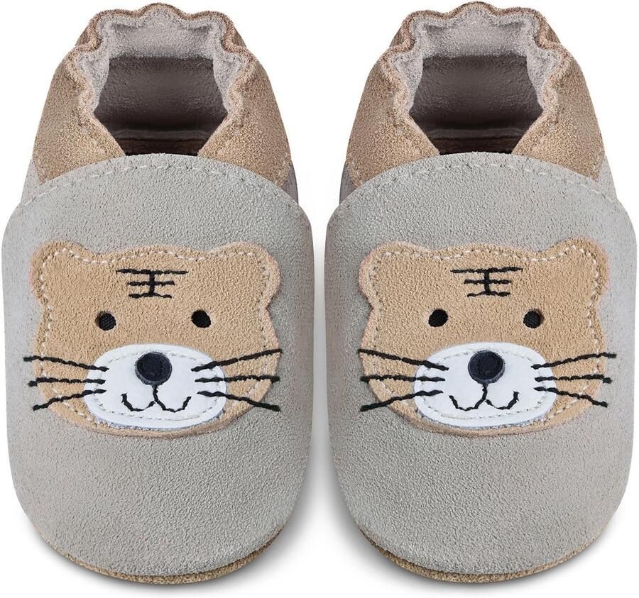 Dailygoods- Babyschoenen leren lopen Kruipschoenen Zacht leer Suède zolen Elastische banden Grappig design Loopschoenen