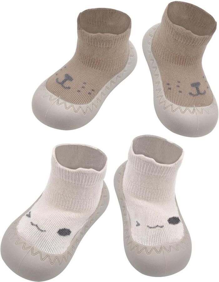 Dailygoods- Babysokken Antislip 2 Paar Babysokkenschoenen Zachte Breiende Vloerschoenen Blote Voetschoenen Kinderschoenen Ade d en Comfortabel Babyschoenen