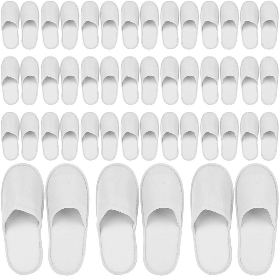 Dailygoods- Badstof Pantoffels 24 Paar Hotelpantoffels Uniseks Witte Gastenpantoffels 5 mm Lichtgewicht en Comfortabel Badslippers