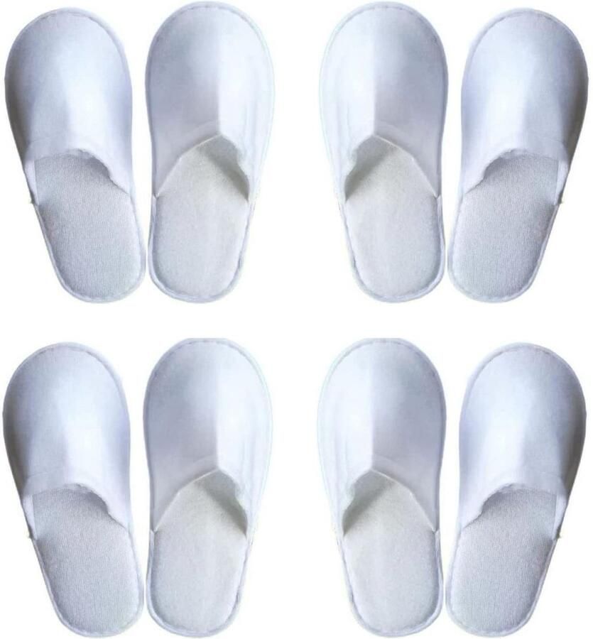 Dailygoods- Badstofslippers 4 Paar Antislip Huisslippers Gastenhuisschoenen Hotelpantoffels Lichtgewicht Antibacterieel Materiaal Pantoffels