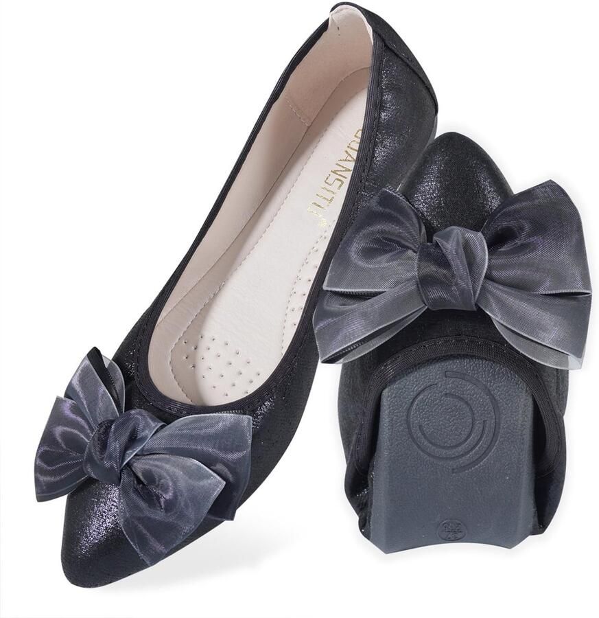 Dailygoods- Ballerina Dames Sprankelend en Comfortabel Casual Instapper Puntige Neus Strik Platte Schoenen
