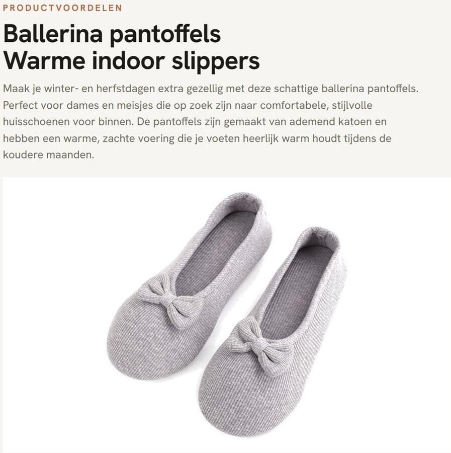 Dailygoods- Ballerina Pantoffels Antislip Katoenen Huisschoenen Warme Slippers Lichtgewicht Ademend