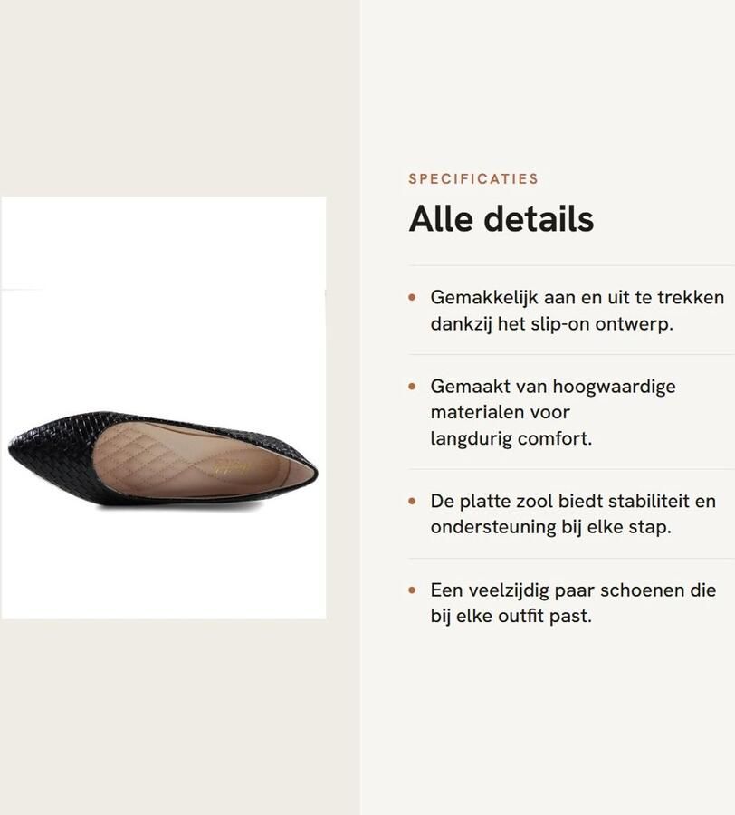 Dailygoods- Ballerina Schoenen Dames Comfortabele Geweven Platte Schoenen Puntige Teen Slip-on Casual Dressy EU Flats