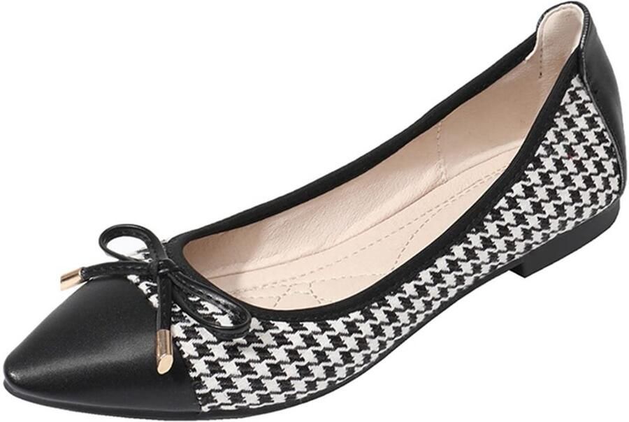 Dailygoods- Ballerina Schoenen Dames Elegante Platte Schoenen Slip On Puntige Teen Casual Ballet Vlinderdas Decoratie