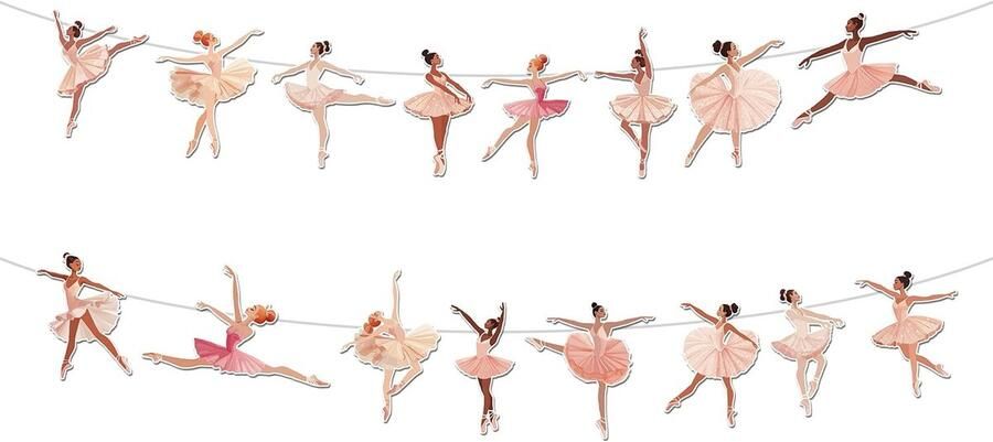 Dailygoods- Balletdecoraties Roze Banners Feestdecoraties Ballerina Verjaardagsdecoraties Duurzaam Papier Totale Lengte Feestversiering