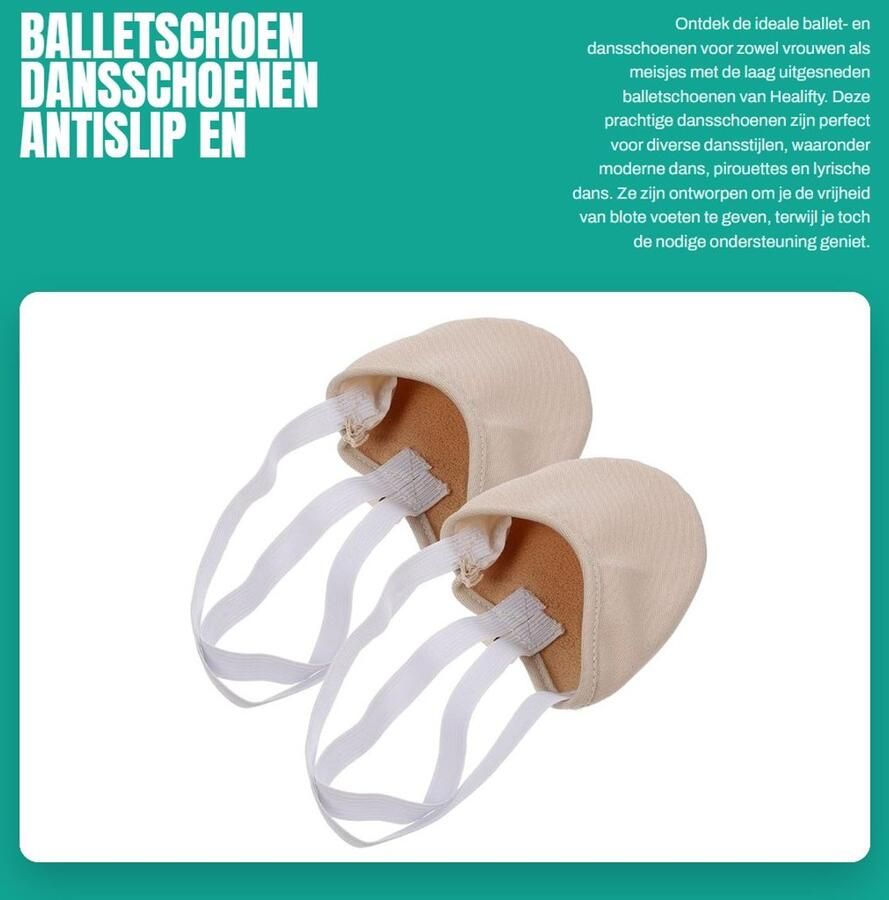 Dailygoods- Balletschoen Antislip Halve Zool Dansschoenen Ademend Zacht Ondersteuning voor Spieren Maat XS (huidskleur) Danssokken