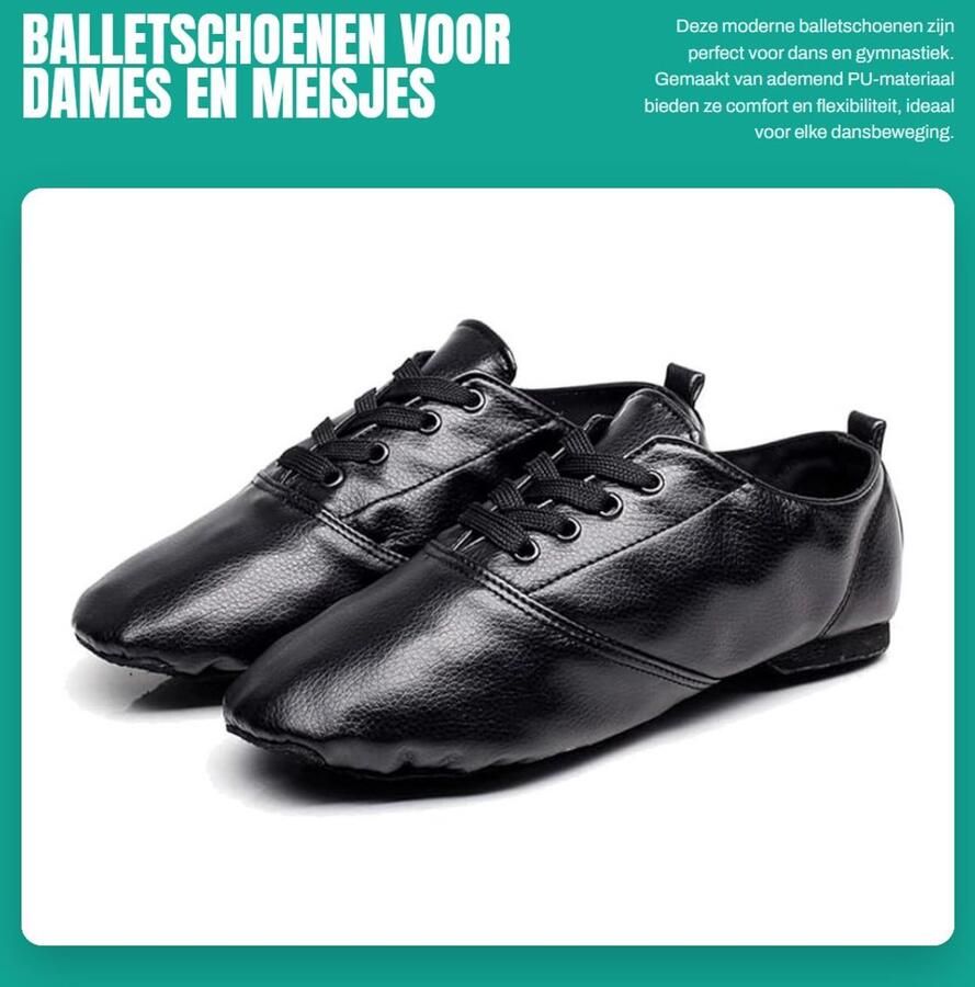 Dailygoods- Balletschoenen Comfortabel Dansschoenen Dames PU-leer Antislip Zool Splitzool Perfect voor Ballet Gymnastiek