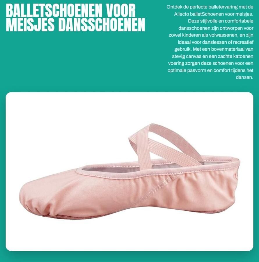 Dailygoods- Balletschoenen Gedeelde Zool Dansschoenen Meisjes Ballerina's Katoenen Voering Canvas Bovenmateriaal