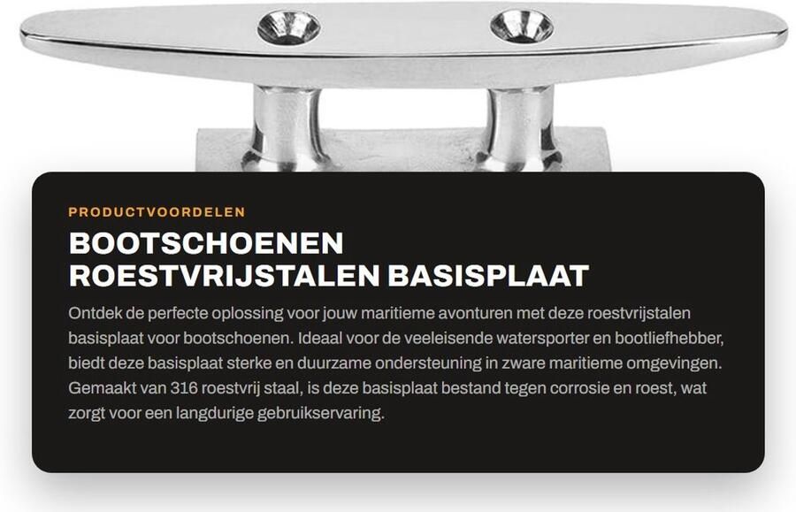 Dailygoods- Basisplaat Roestvrij Staal 316 Gepolijst Spiegelafwerking Bootaccessoire Antislip Lichtgewicht Duurzaam Schoenplaat
