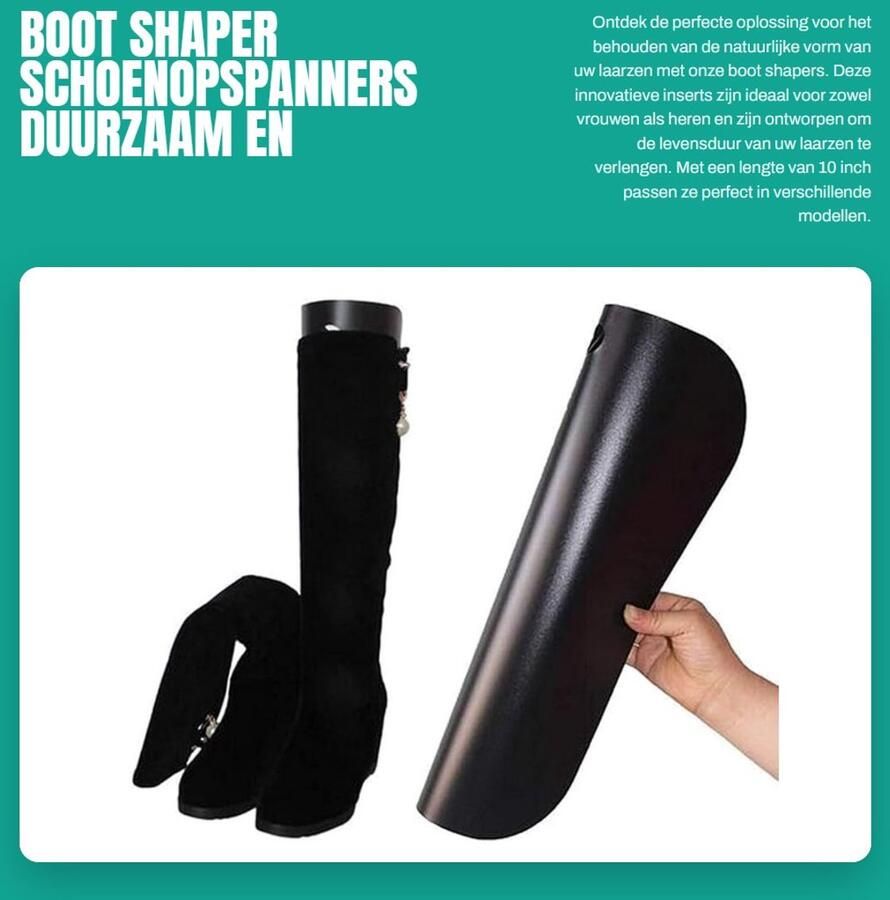 Dailygoods- Boot Shaper 2 Paar 10 Inch Zwart Duurzaam Kunststof Ondersteuning voor Laarzen Laarzensteun