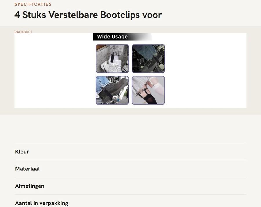 Dailygoods- Bootclips 4 Stuks Verstelbare Riemen Elastische Motorlaarzen Stijgbeugels Zwart Stevige Clip Broekriemen