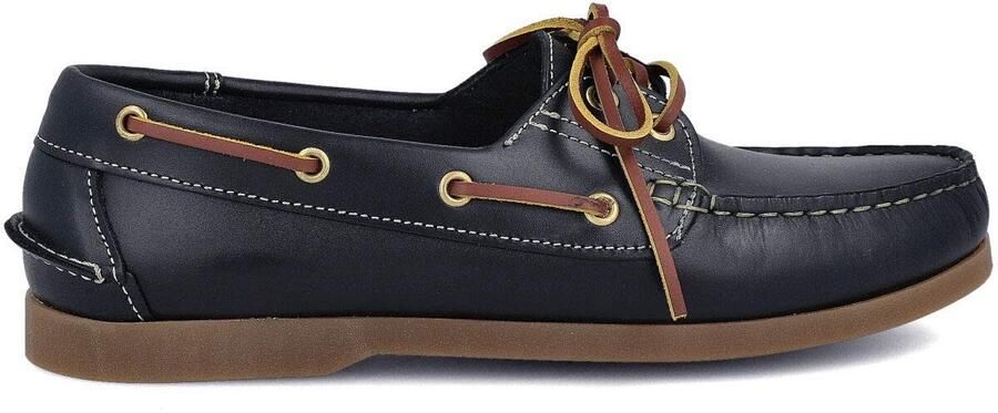 Dailygoods- Bootschoenen Heren Geoliede Seahorse Leder Mocassins 2-ogen Klassieke Veterschoenen Rubberen Zolen Lederen Veters Bruin Blauw