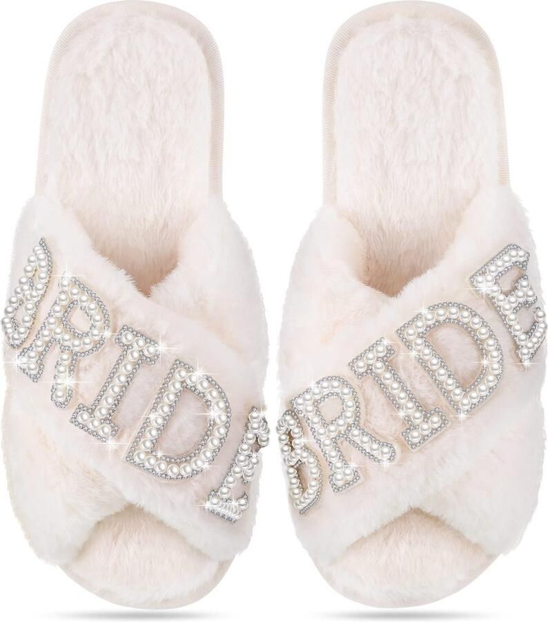 Dailygoods Bruidsslippers Zachte Pantoffels met Parels voor de Bruid