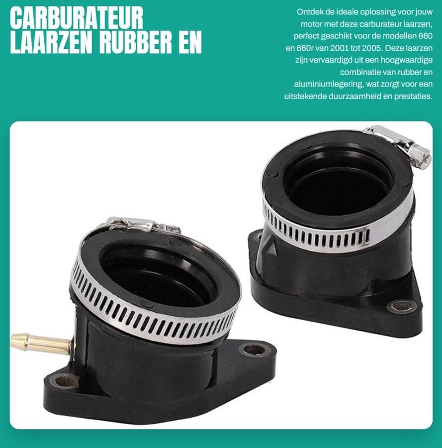 Dailygoods- Carburateur Laarzen Rubber Aluminiumlegering 2 Stuks Inlaatspruitstuk Geschikt voor 660 660R 2001-2005 OEM 5LP 135860100 Carburateurbalg