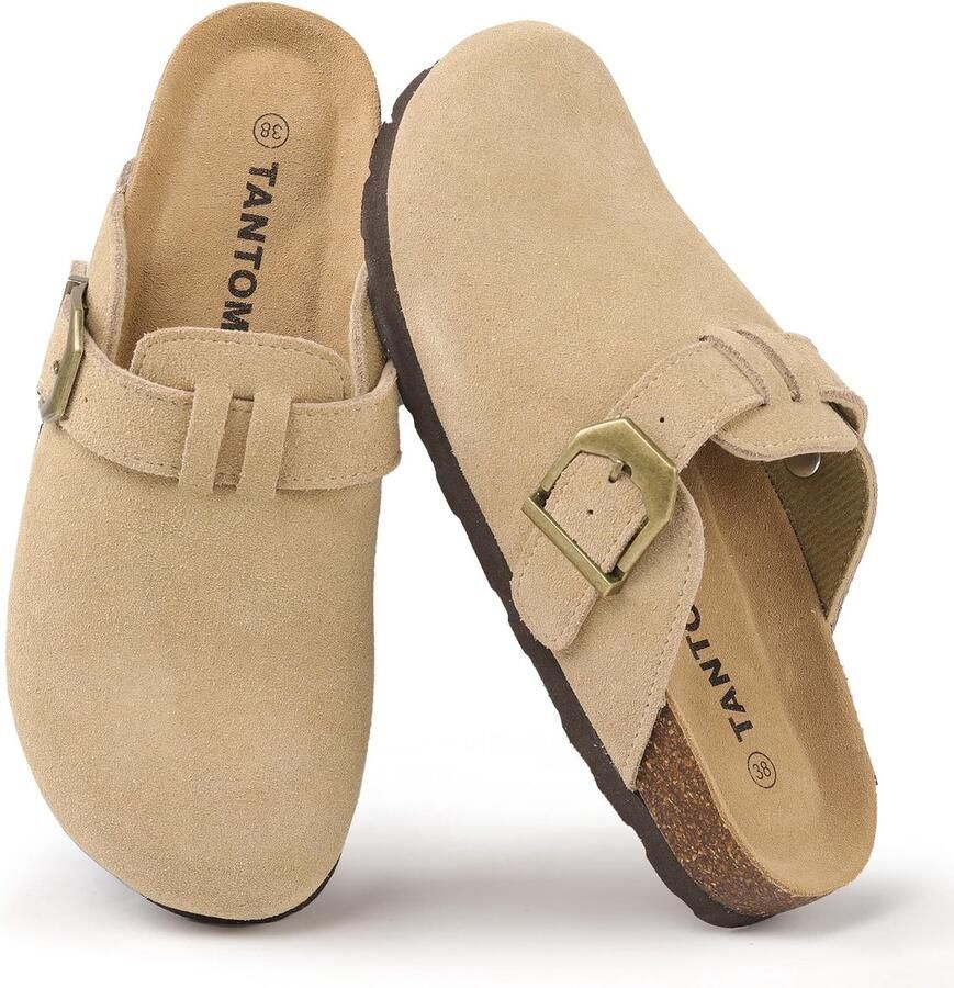 Dailygoods- Clogs Antislip Suède Tuinschoenen Boogondersteuning EU Zacht Kurk-Voetbed