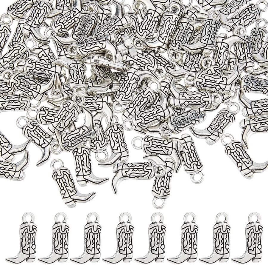 Dailygoods- Cowboy Laarzen Hanger 80 Stuks Vintage Western Thema Antiek Zilver Goud Tibetaanse Stijl Legering 11 mm x 18 mm x 3 mm Sieradenhanger