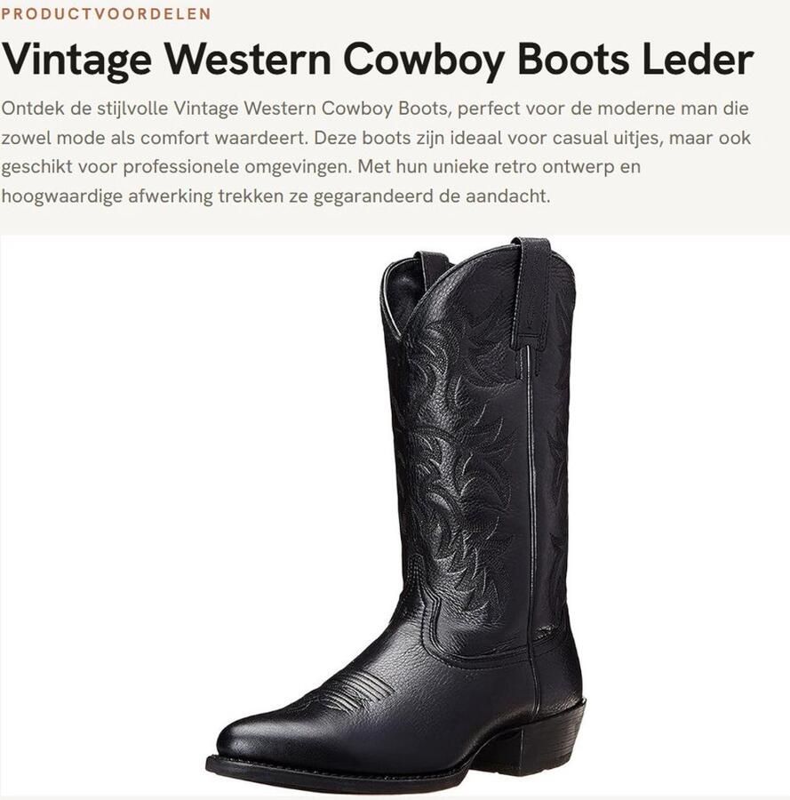 Dailygoods- Cowboylaarzen Hoge Kwaliteit Vintage Western Laarzen Gummisole Retro Design Comfortabel en Zacht Slip-On Model Westernlaarzen
