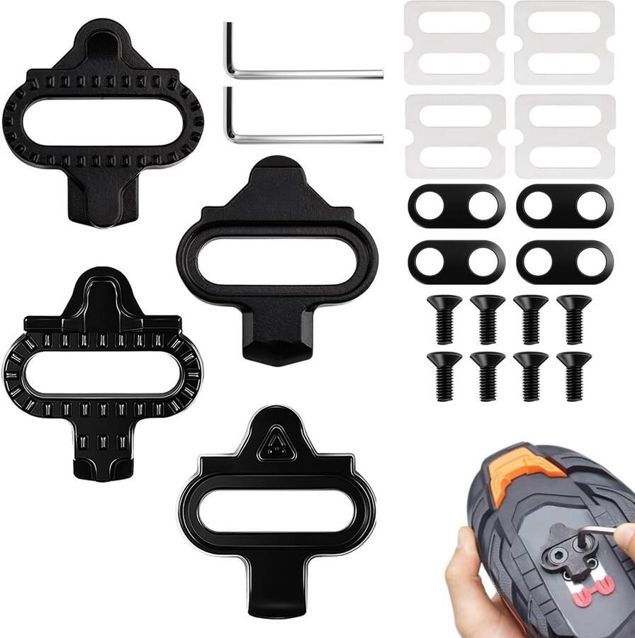 Inovra- Crampons met 18 Accessoires Antislip Fietsschoenen SPD Cleats Set Mountainbike Indoor Fietsschoenen Roestvrij Staal Snelle Installatie Fietsclip