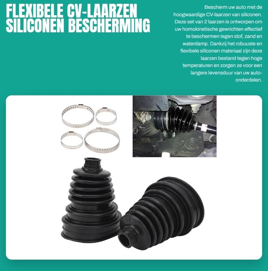 Dailygoods- CV-laarzen set van 2 siliconen stofdicht flexibel bestand tegen hoge temperaturen universeel voor auto Homokinetische Laarzen
