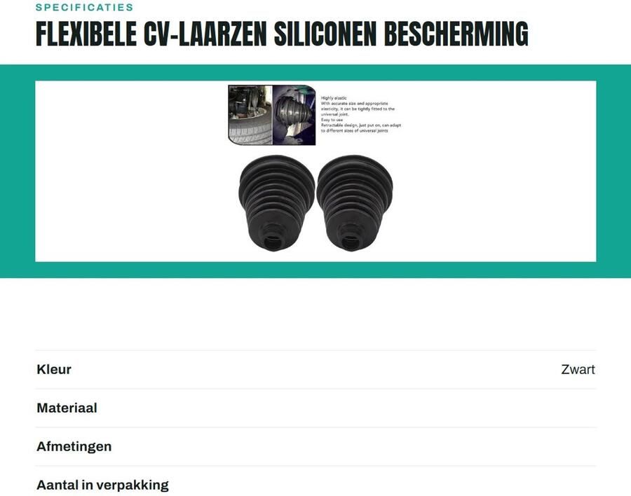 Dailygoods- CV-laarzen set van 2 siliconen stofdicht flexibel bestand tegen hoge temperaturen universeel voor auto Homokinetische Laarzen