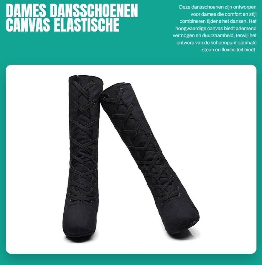 Dailygoods Dames Dansschoenen Canvas Elastische Gymnastiek Schoenen Zwart 39.5