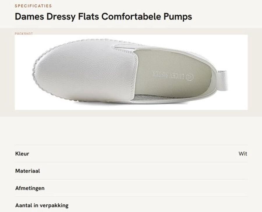 Dailygoods- Dames Flats Comfortabele Ronde Neus Witte Lederen Pumps