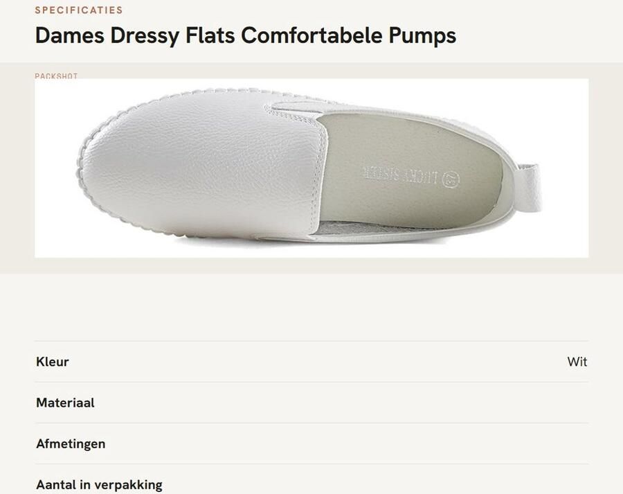Dailygoods- Dames Flats Comfortabele Ronde Neus Witte Lederen Pumps Instapper Casual Geleden Platte Pumps Zachte Rubberen Zool