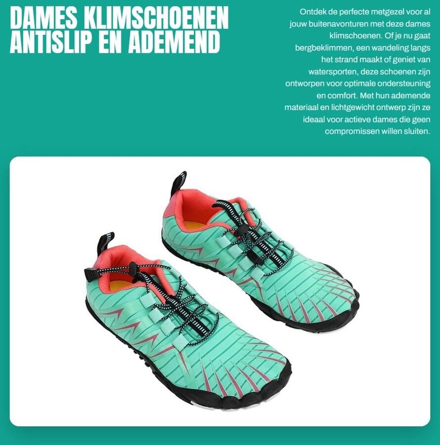 Dailygoods- Dames Klimschoenen Antislip Lichtgewicht Waterschoenen Ademend Rubber Polyurethaan Groen Geschikt voor Bergbeklimmen Wandelen