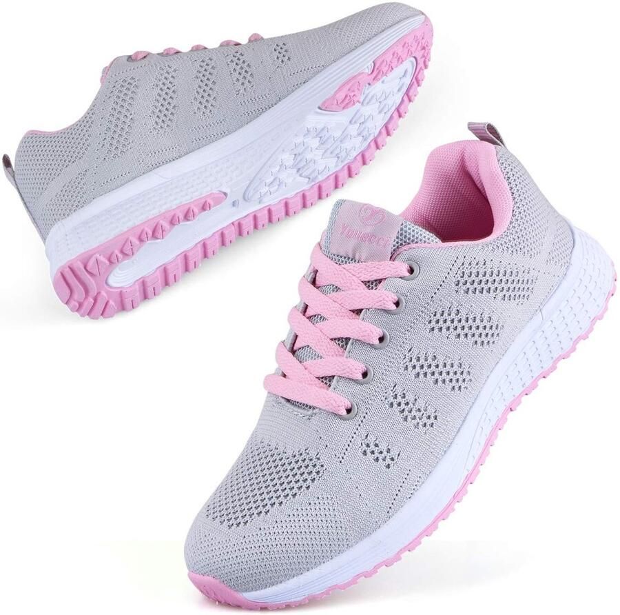 Dailygoods Dames Lichtgewicht Wandelschoenen Laced Sneakers Mesh Hardloopschoenen 1C Pink