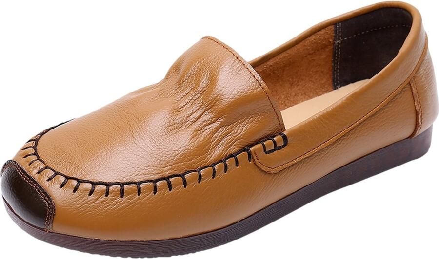 Dailygoods Dames Loafers van Echt Leer Comfortabele Slip-On Schoenen voor Casual Gebruik